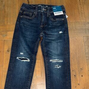Old Navy Boy’s 5 Slim Distressed Dark Blue Jeans NWT 360 stretch